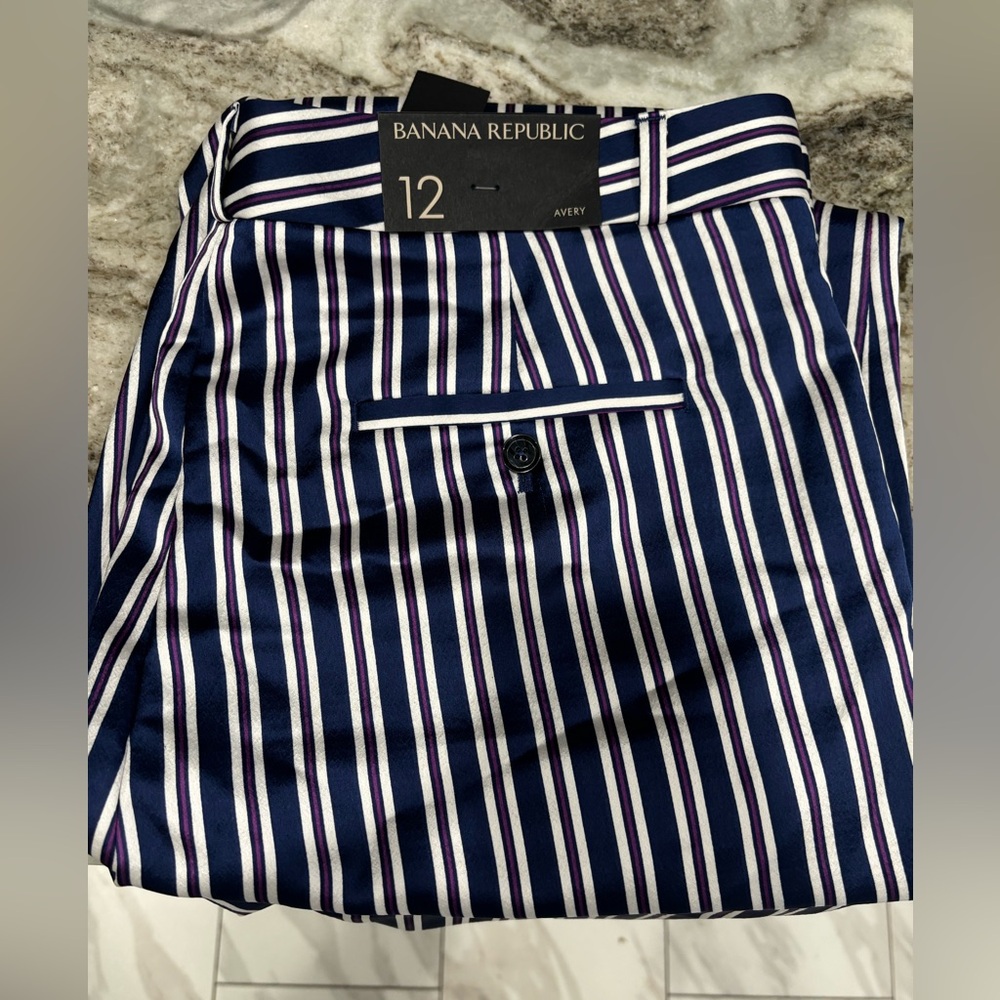 Banana Republic Blue and White Striped Shirt, Size:12, available in Petites - Picture 3 of 11